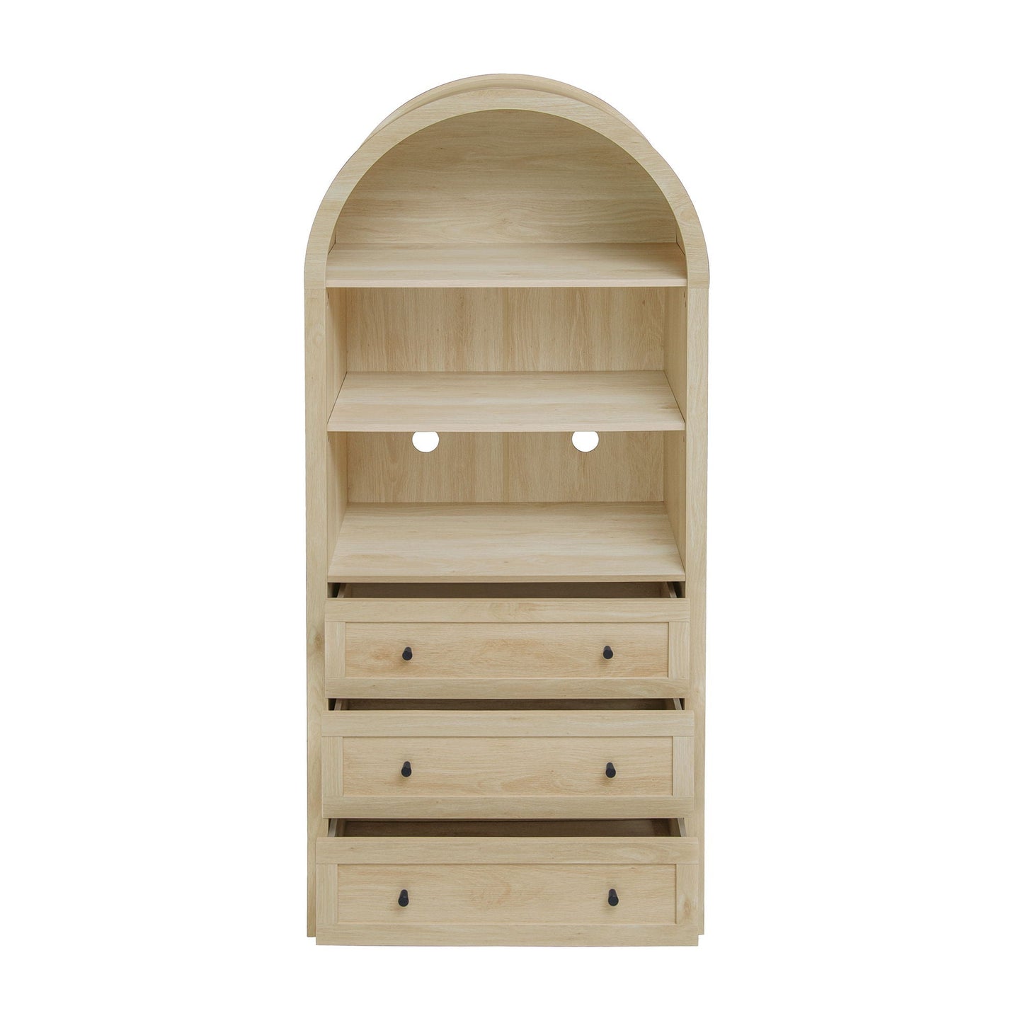 Arched Kitchen Pantry, Modern Farmhouse Wood Kitchen Storage Cabinets, Arched Storage Display Cabinet With Adjustable Shelves, Versatile Cupboard For Kitchen, Dining Room, Living Room - Natural