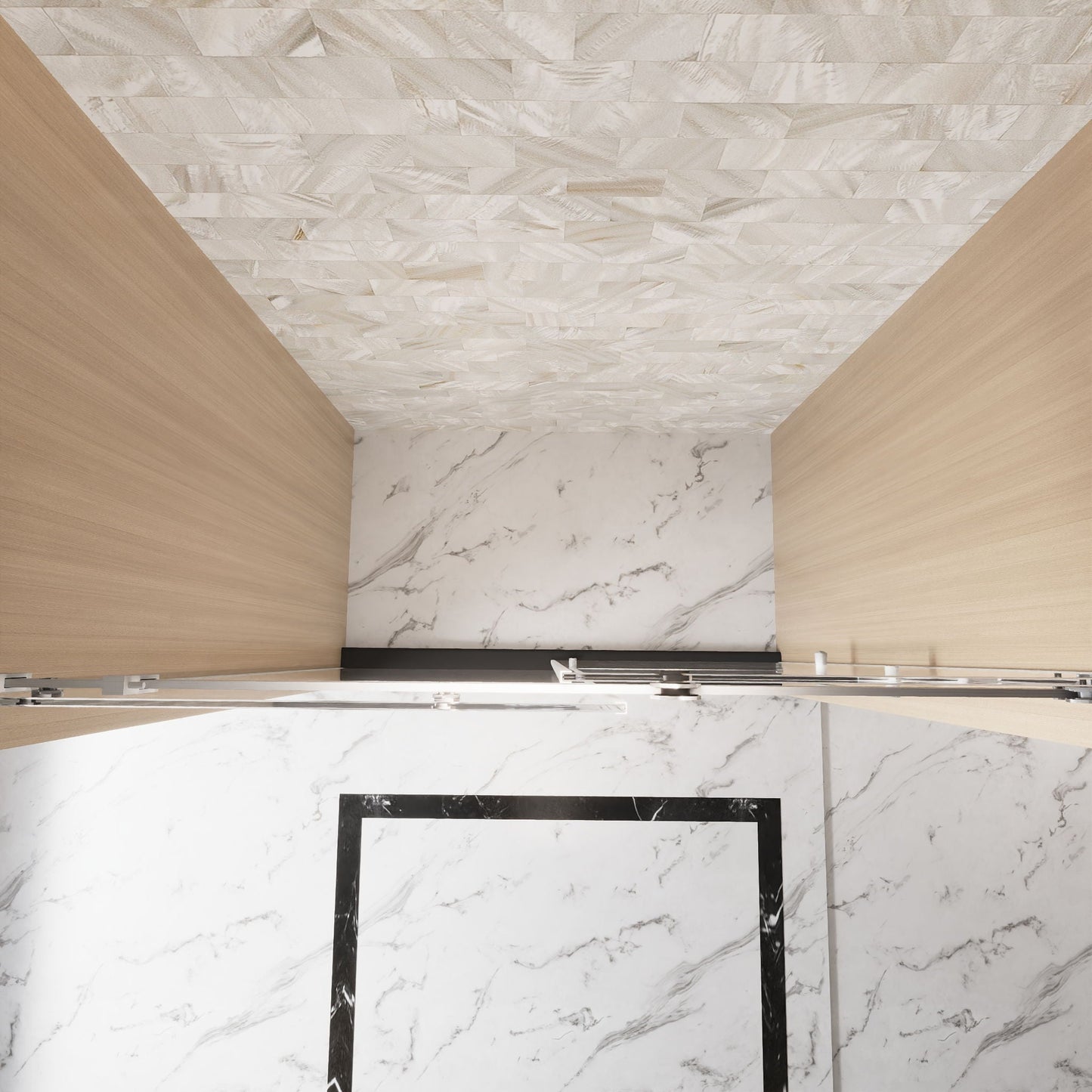 Frameless Single Sliding Shower Door & Handle And Square Tube Track