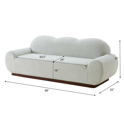 88in Round Arm Cloud Curved 3-Seater Modern Upholstered Boucle Sofa