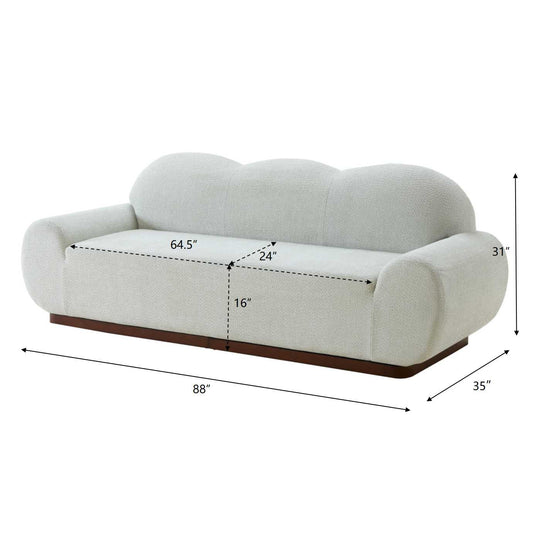 88in Round Arm Cloud Curved 3-Seater Modern Upholstered Boucle Sofa