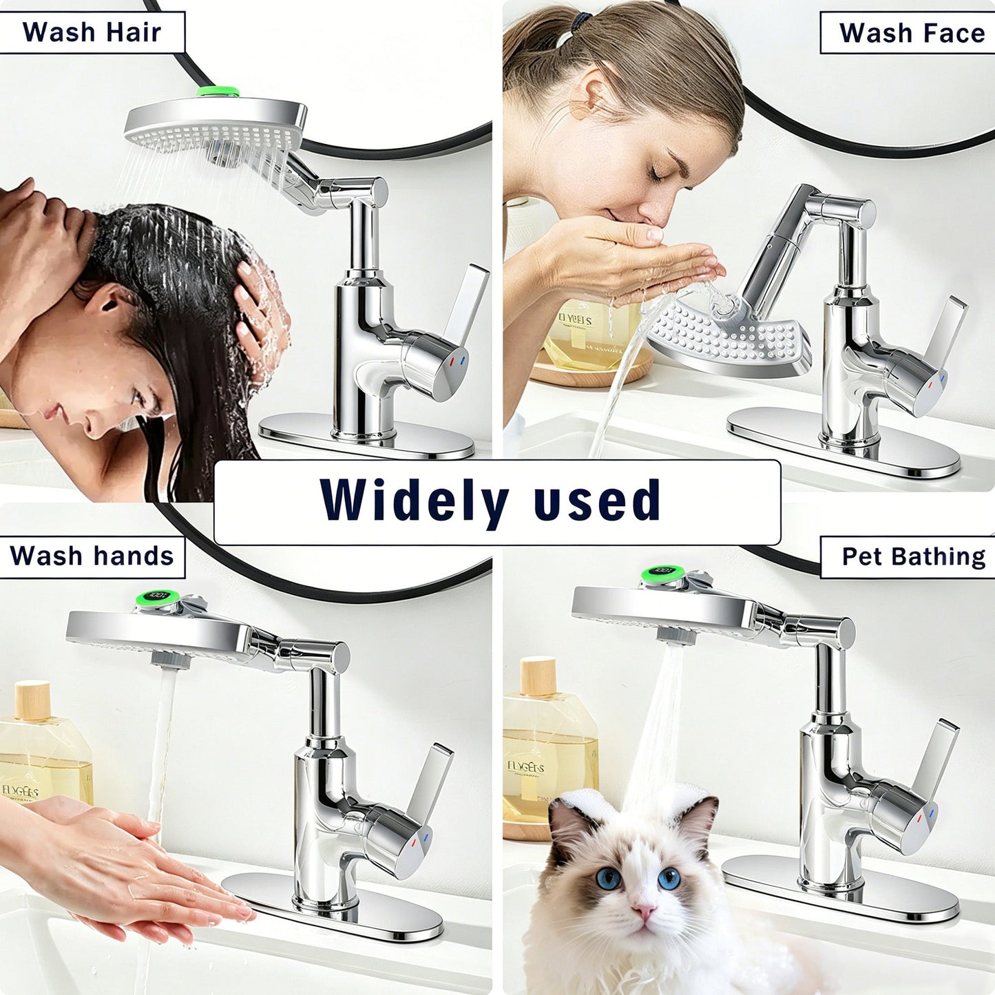 LED Temperature Display Bathroom Faucet with Digital Screen