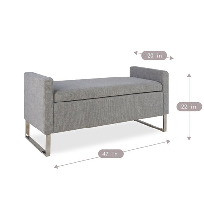 Upholstered Ottoman Bench With Storage - Dark Gray