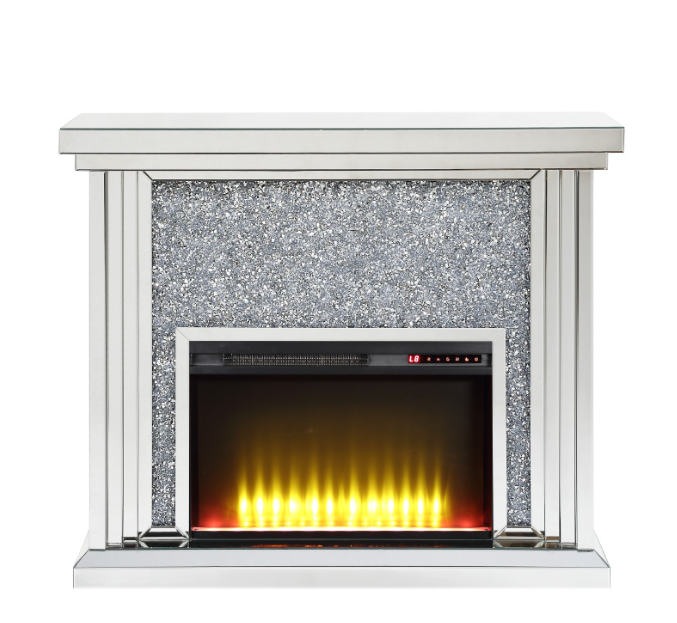 Noralie Mirrored & Faux Diamonds Fireplace