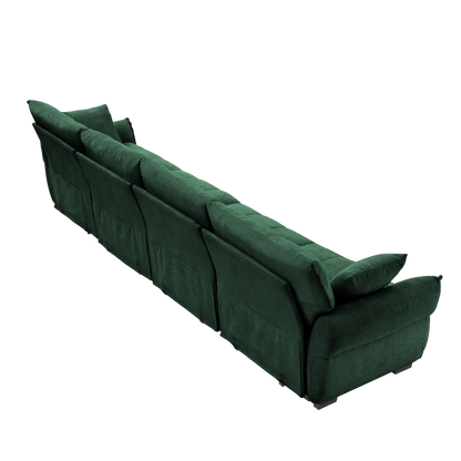 Modern 4-Seater Sofa, Solid Wood Frame In Premium Chenille