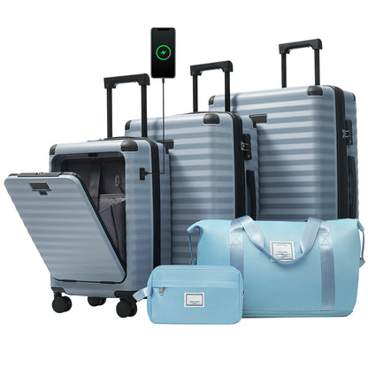 Deluxe 5-Piece Hard-Side Luggage Set with USB and TSA Locks