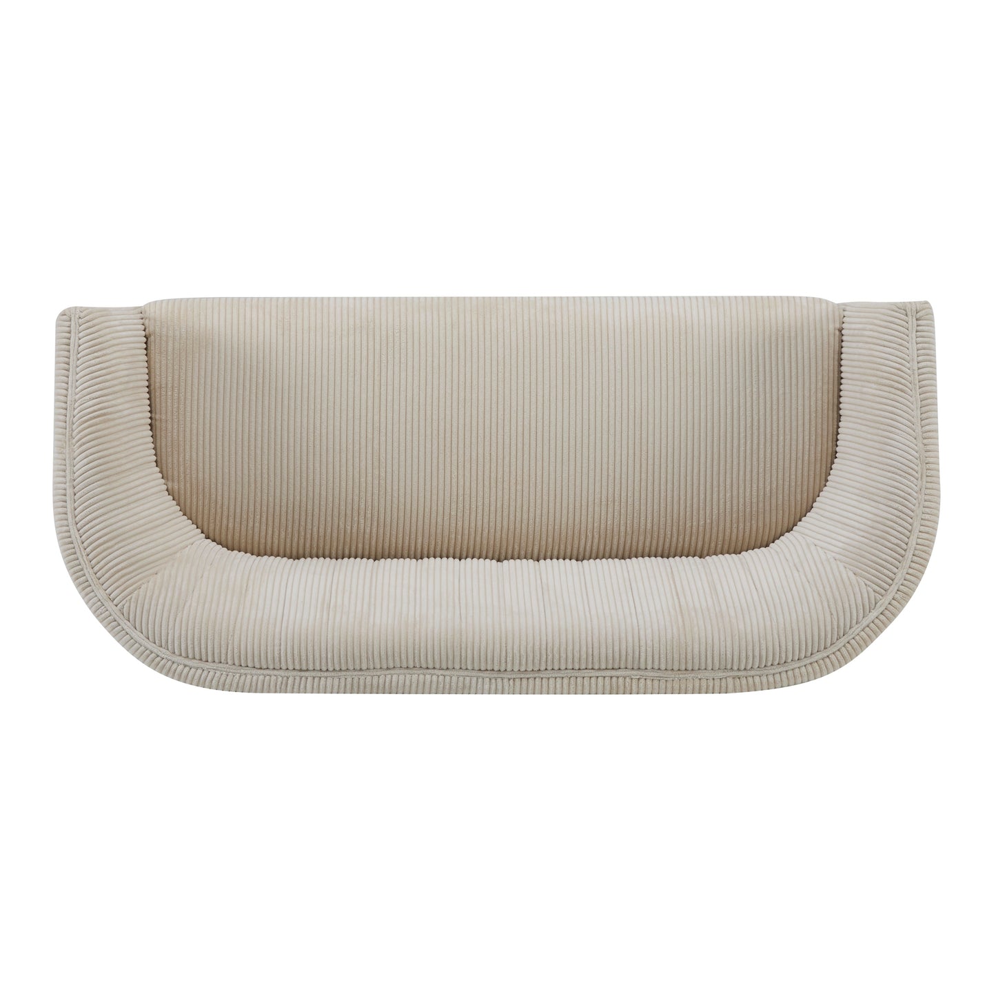 Corduroy Recessed Arm Loveseat (Beige + Walnut)