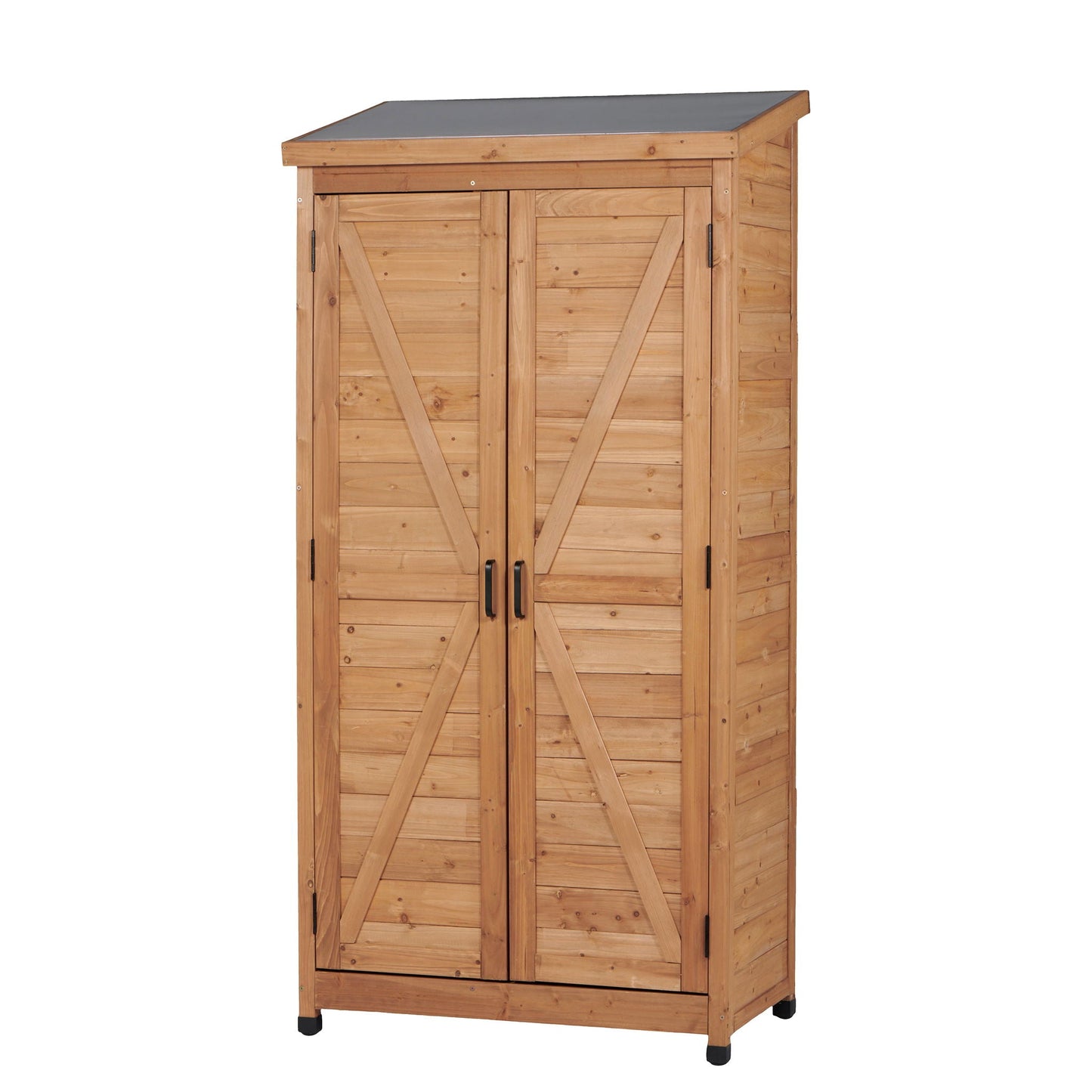 Outdoor Storage Shed With Vertical Tool Cabinet For Backyard