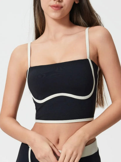 Square Neck Contrast Trim Active Cami