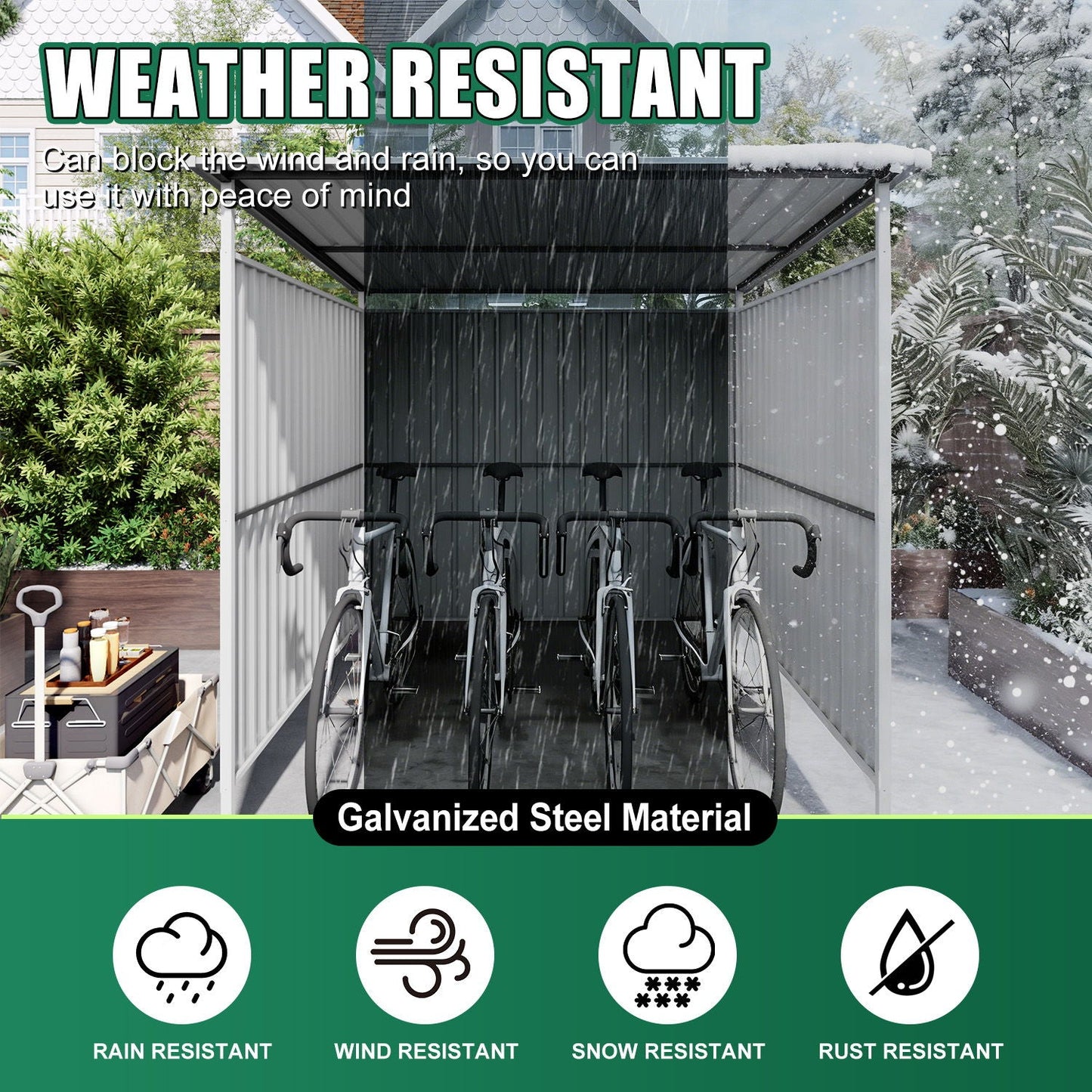 Outdoor Pergola, Bike Storage Shed, Grill Gazebo For Patio - Gray