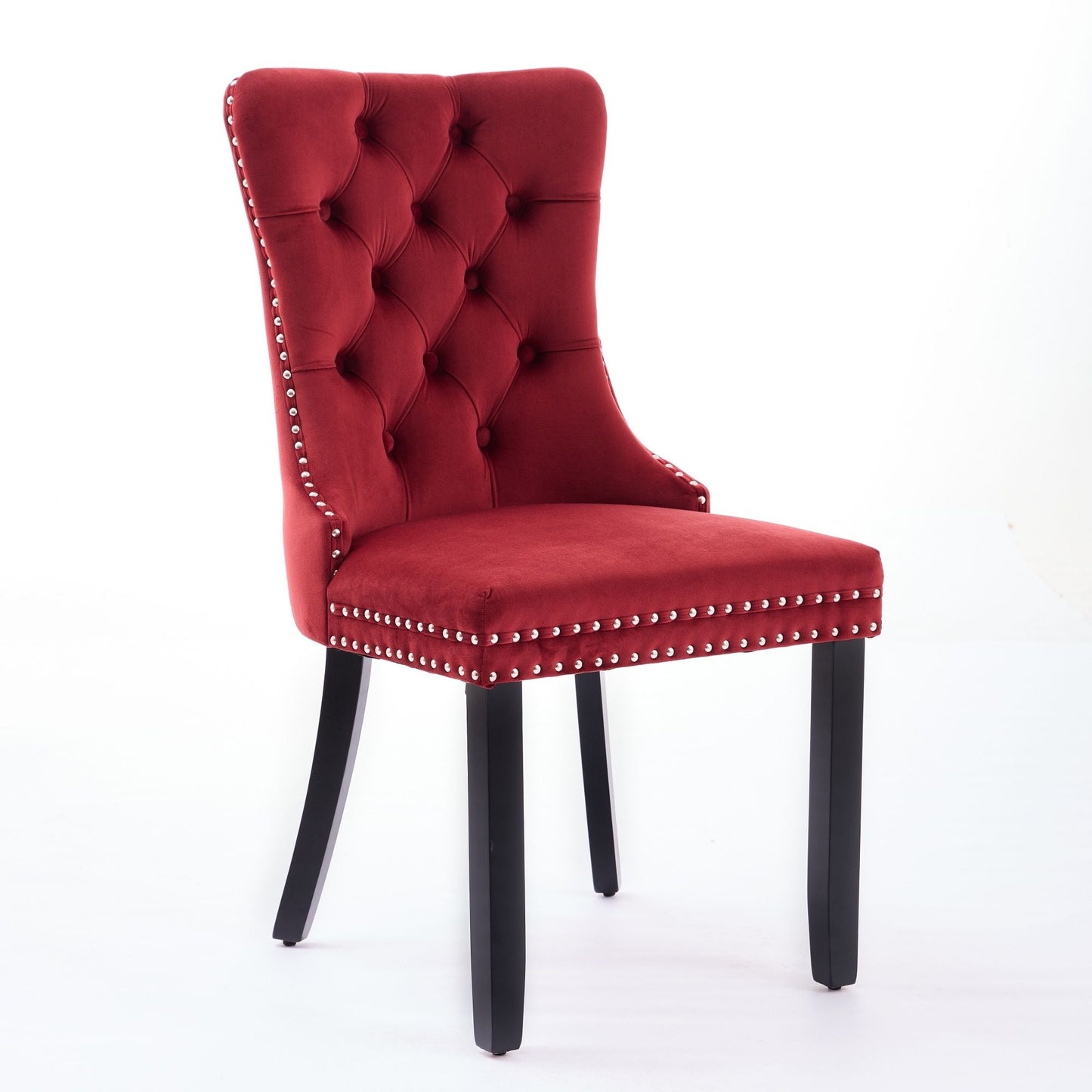 Classic Velvet Dining Chairs - Burgundy (Set of 2)
