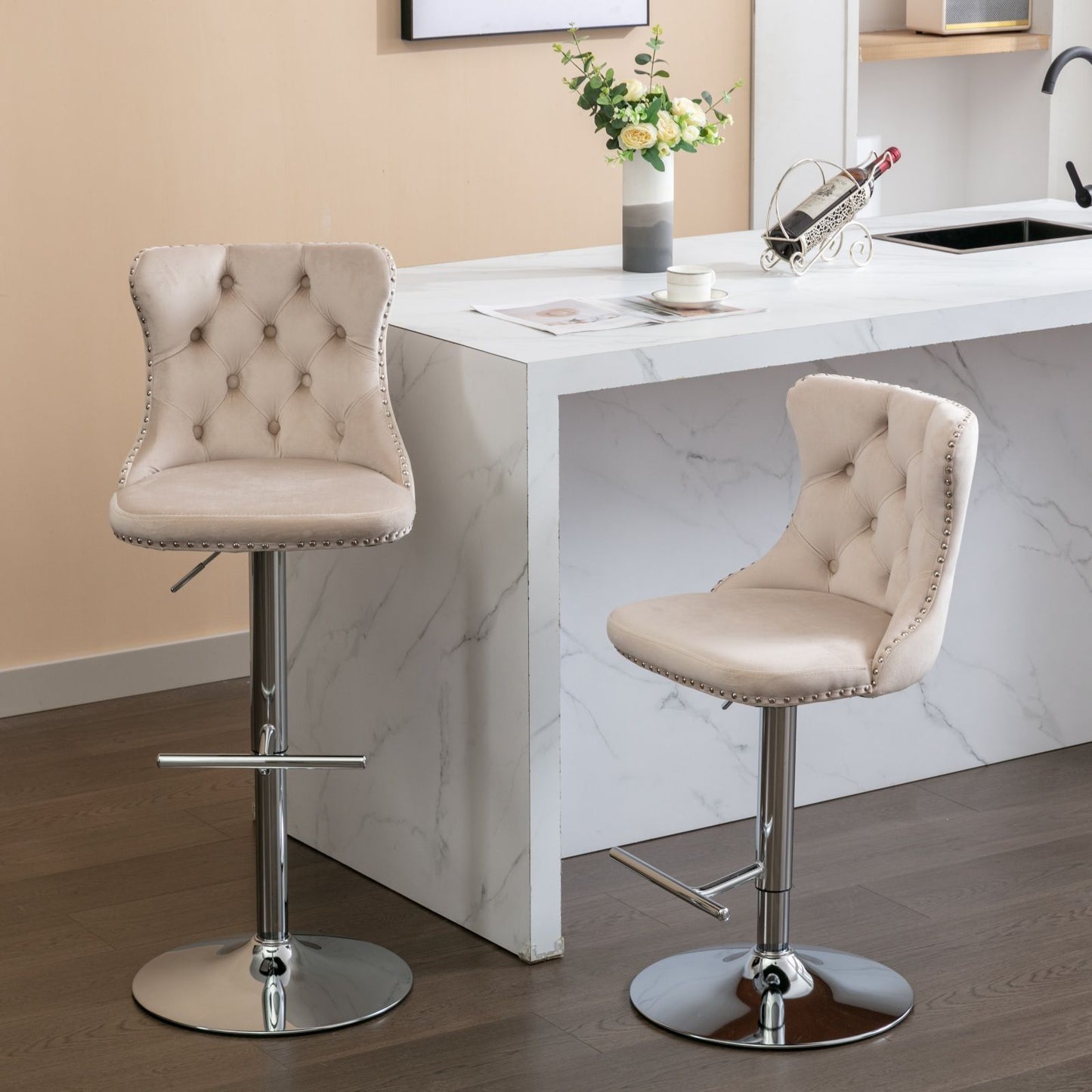 Swivel Adjustable Height Barstools Set of 2
