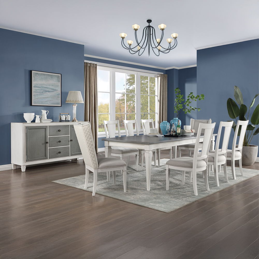 Katia - Side Chair (Set of 2) - Light Gray Linen & Weathered White