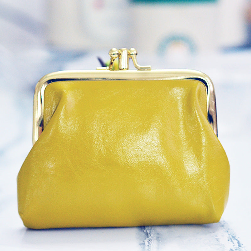 Retro Double-Layer Compact Oil Wax Leather Wallet