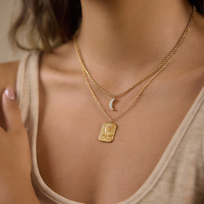 Square Pendant Layered Necklace