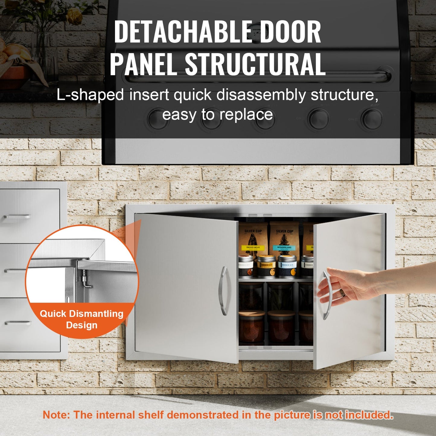 BBQ Access Door, 36W x 21H Inch Stainless Steel Outdoor Kitchen Door