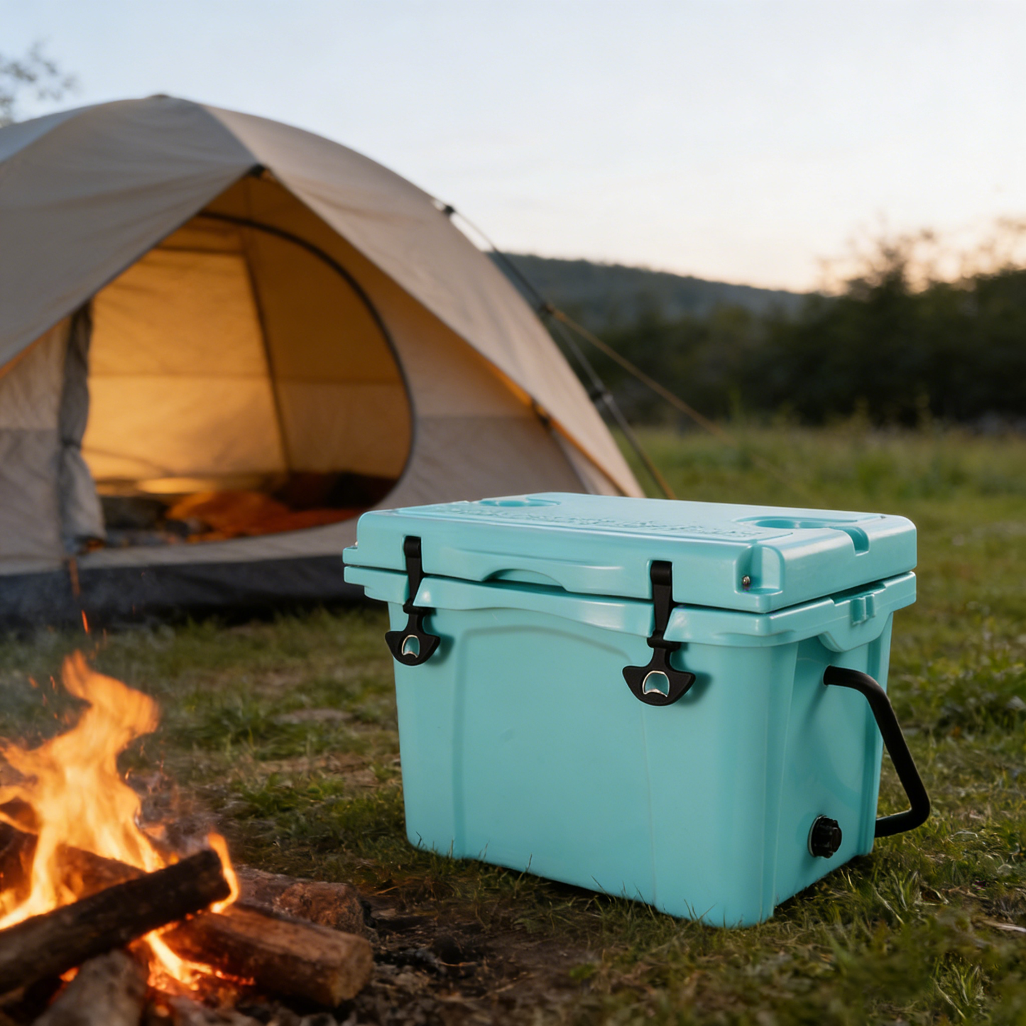 25QT Portable Cooler, Insulated Hard Cooler with Bottle Opener and Cup Holder