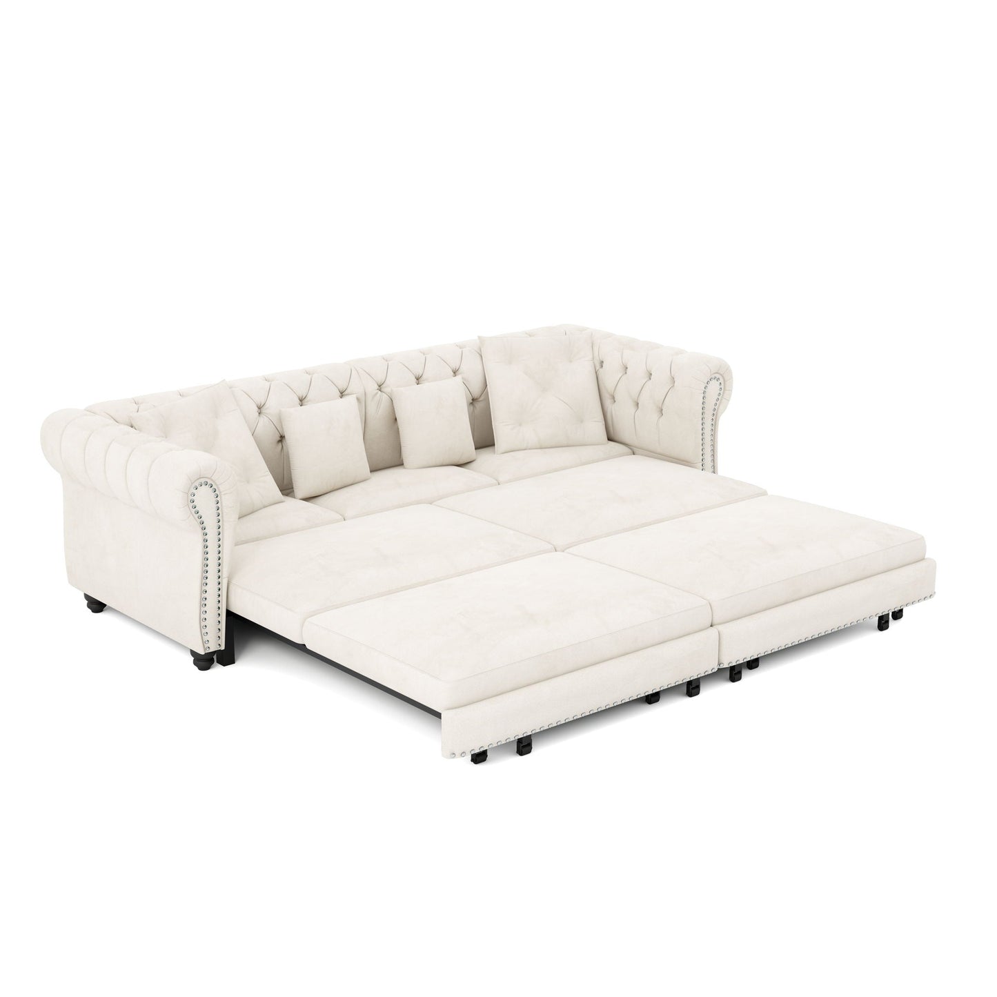 3 In 1 Pull Out Convertible Sleeper Sofa Bed, King Size, Chaise Lounge
