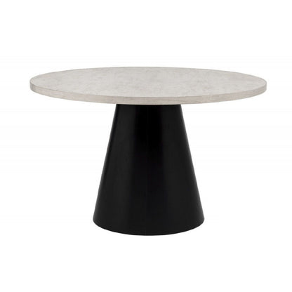 Dining Set With Round Table And 4 Upholstered Chairs - Black / Gray