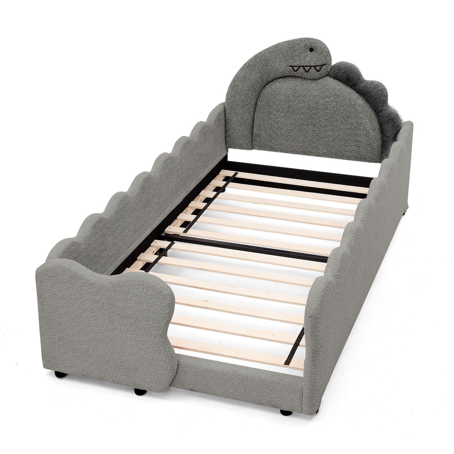 Cute Dinosaur Shaped Bed With Safety Guardrail, Toddler Frame