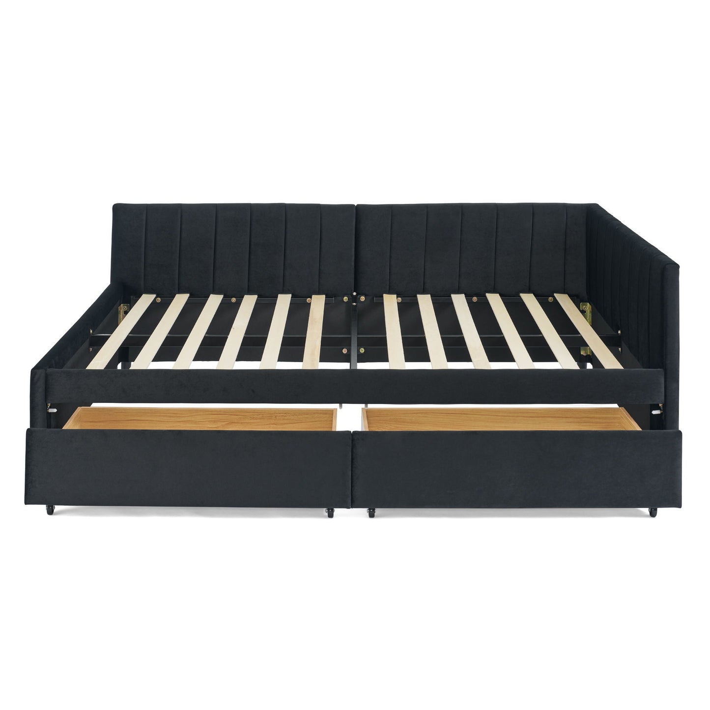 Upholstered Tufted Daybed Frame With Storage Drawers