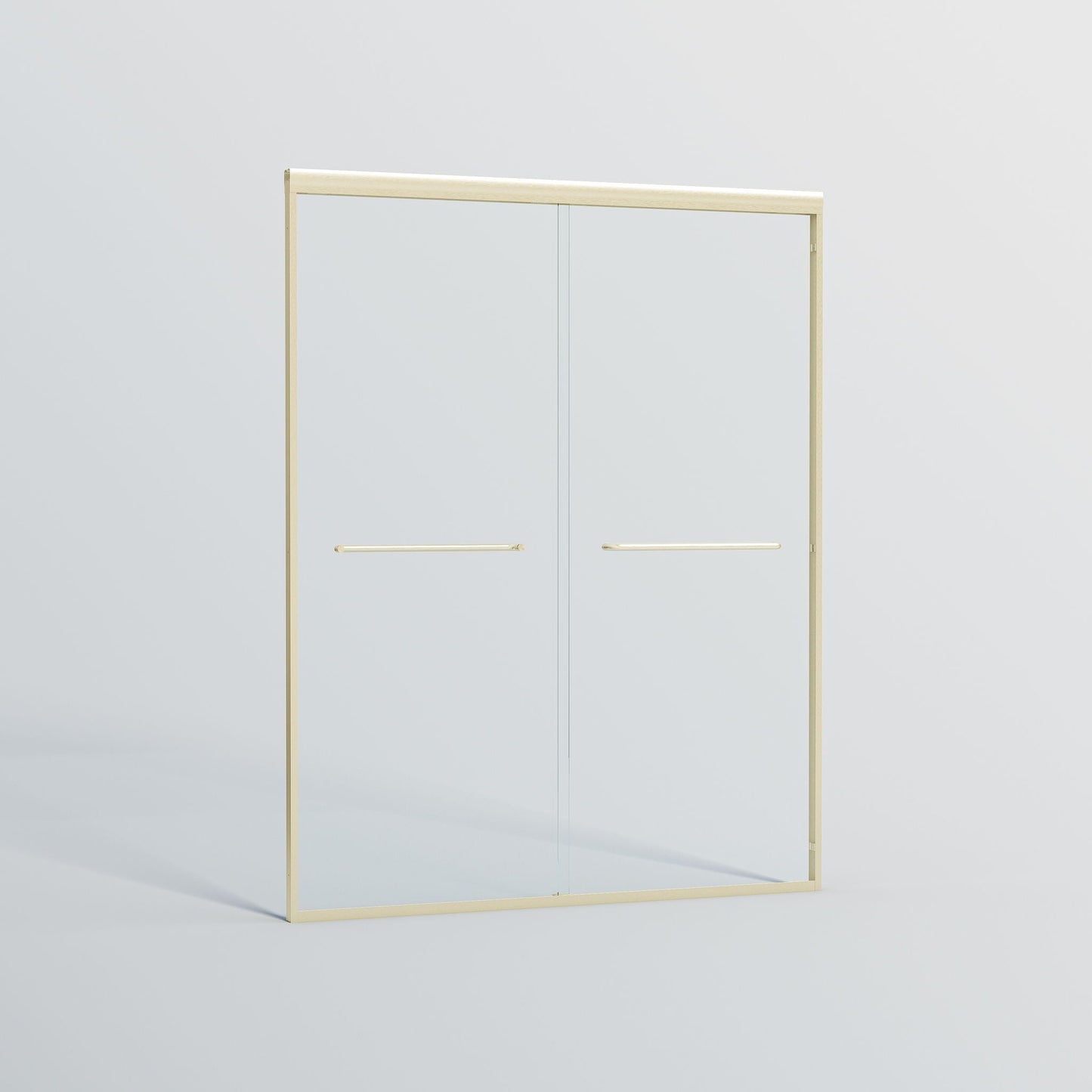 Double Sliding Shower Door, Semi-Frameless Bypass Bathroom Sliding Door With 1/4" (6 Mm) Tempered Glass For Walk-In Shower