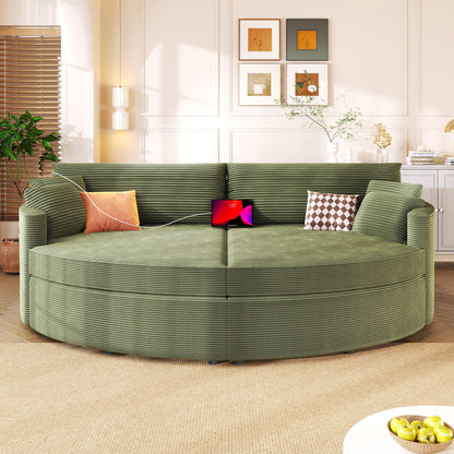 Oversized Double Chaise Lounge Sofa With USB Ports