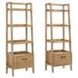 Fabian 2-piece 4-shelf Bookshelf with Drawer Distressed Light Brown