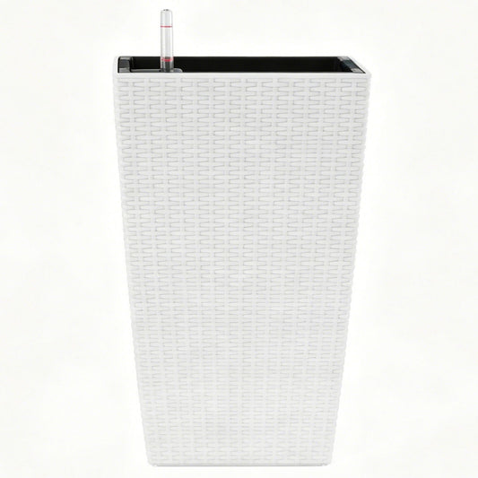 Square Large Planter With Automatic Watering System For Home And Garden (Set of 2) - White