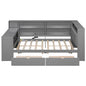Platform Bed With Upholstered Headboard, Storage Shelves, Drawers, Charging Station, LED Lighting, Built In Desk