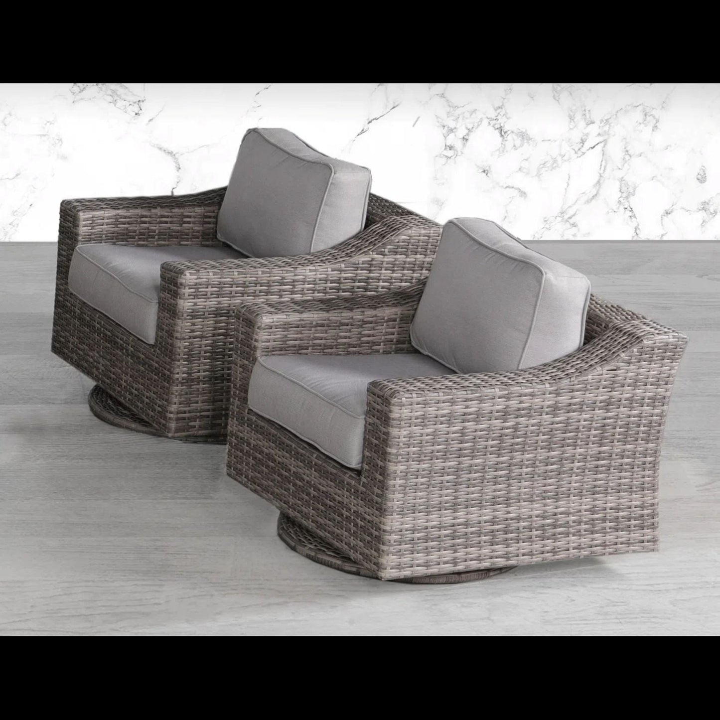 Swivel Patio Chair With Luxurious Cushions Perfect For Outdoor Relaxation (Set of 2) - Gray Mix