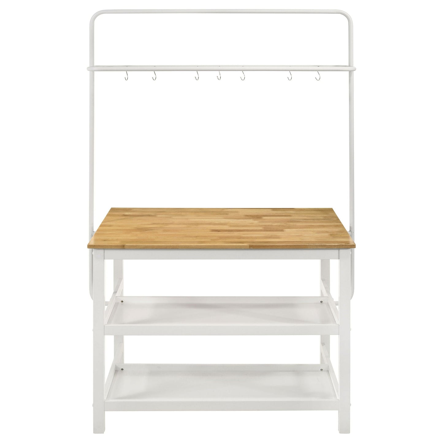 Cowichan - Kitchen Island Counter Table With Pot Rack - White