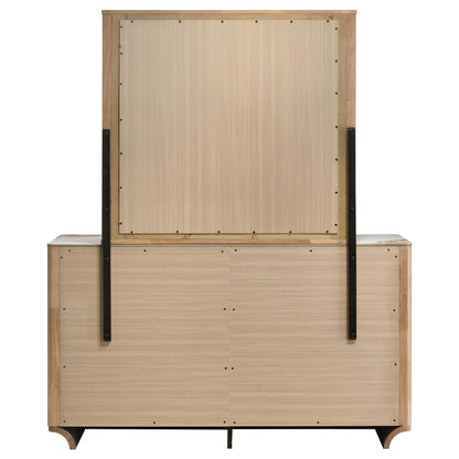 Leanne 6-drawer Sinter Stone Top Dresser and Mirror Light Oak