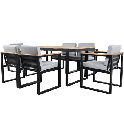 7 Pieces Outdoor Dining Set Patio Dining Table And Chair Set With And Removable Cushions For Patio