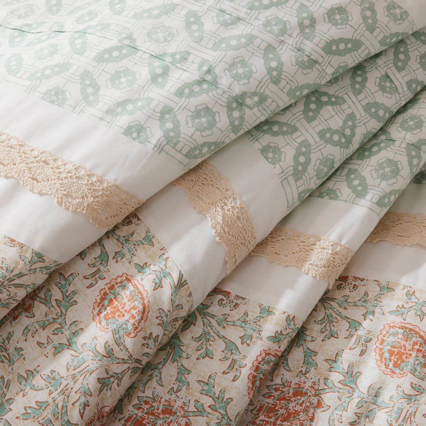 9 Piece Cotton Percale Comforter Set Coral Queen