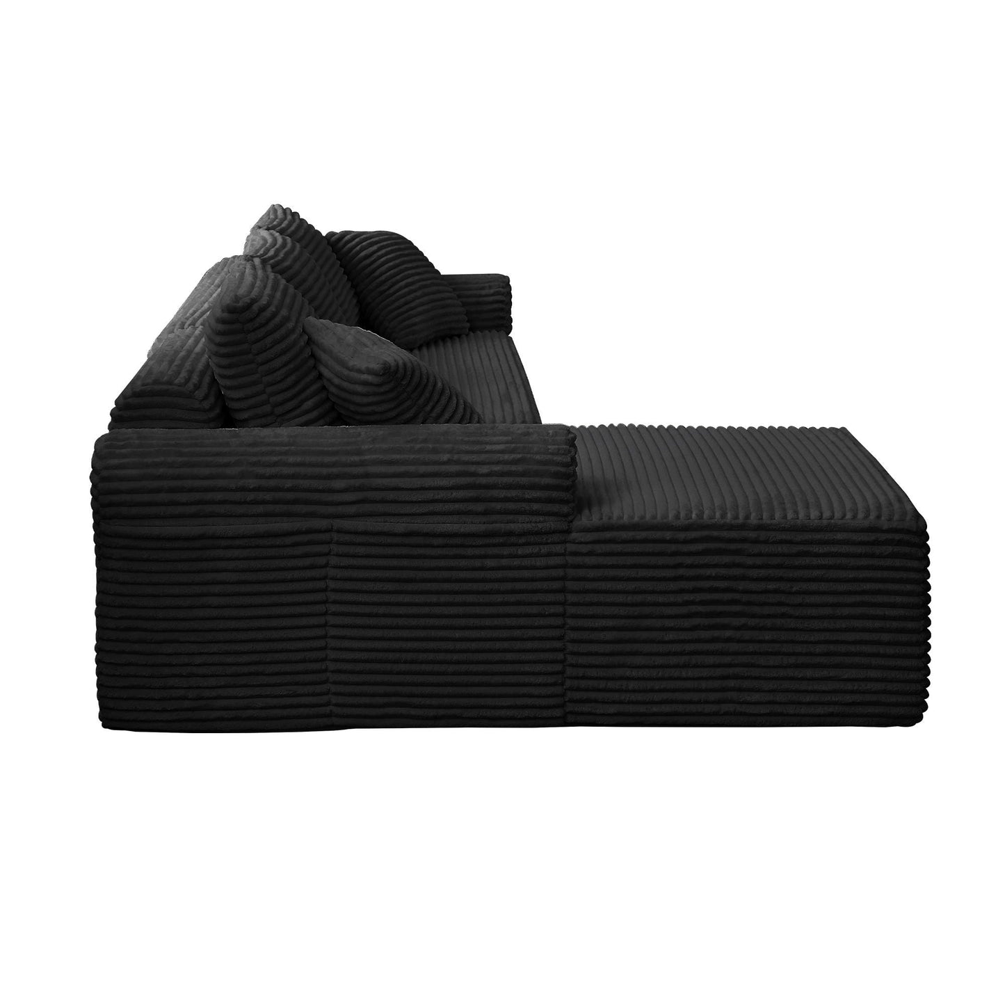 Modular Sectional With Arched Armrests, Includes 3 Back Cushions & 2 Throw Pillows