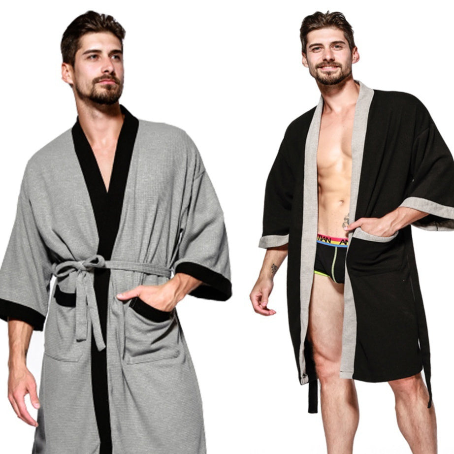Mens Fashionable Casual Waffle-Weave Nightgown