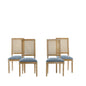 French Country Dining Chair With Rectangular Cane Backrest And Smooth Upholstered Seating