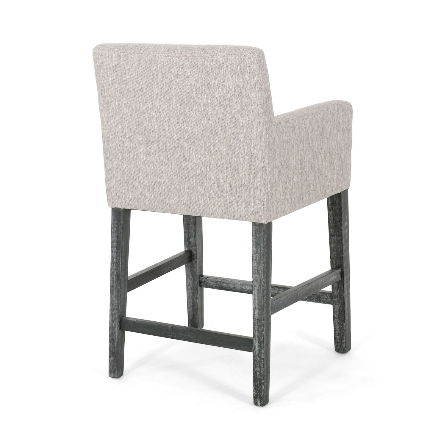 Charmed Upholstered Counter Stool with H-Frame Base and Round Arms