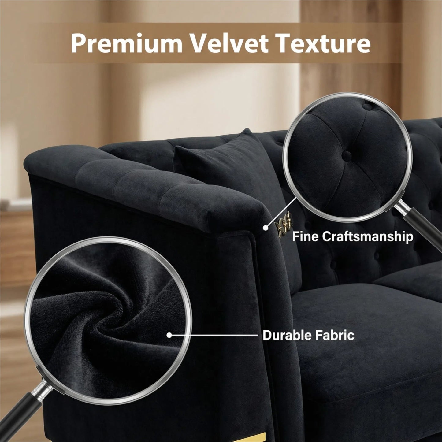 FX-P83-BK4 Sofa with 2 Pillows