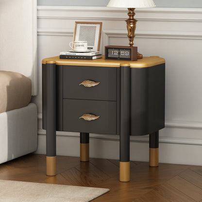 Contemporary 2 Drawers Nightstand with Curved Profile Design