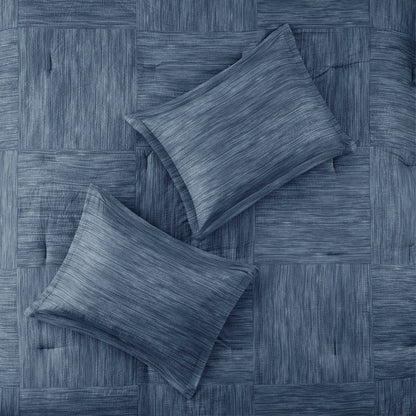 7 Piece Printed Seersucker Comforter Set Navy King