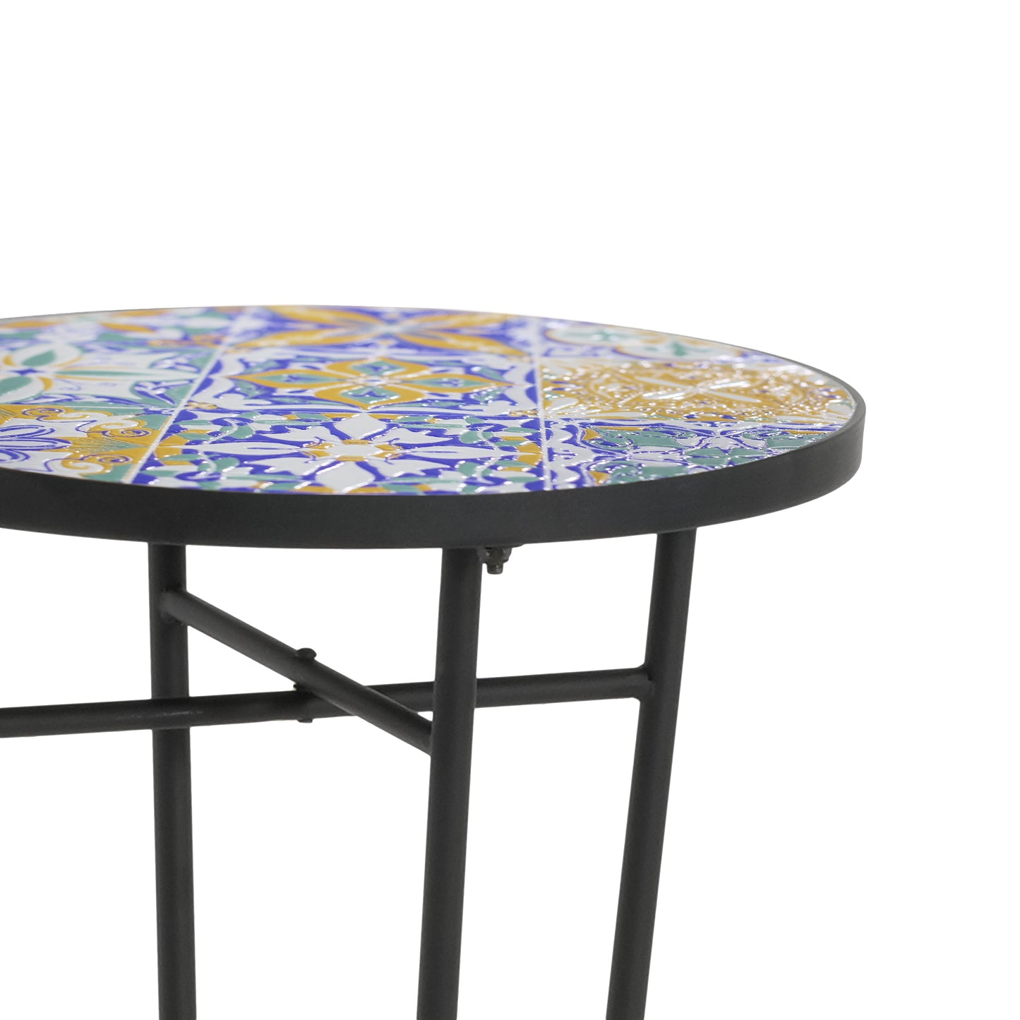 Patio Side Table, Colorful + Black
