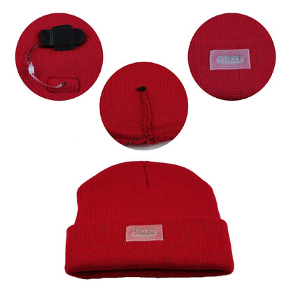 Unisex 5 LED Knitted Beanie Winter Warm Hat Camping Jogging Running Cap Headlamp