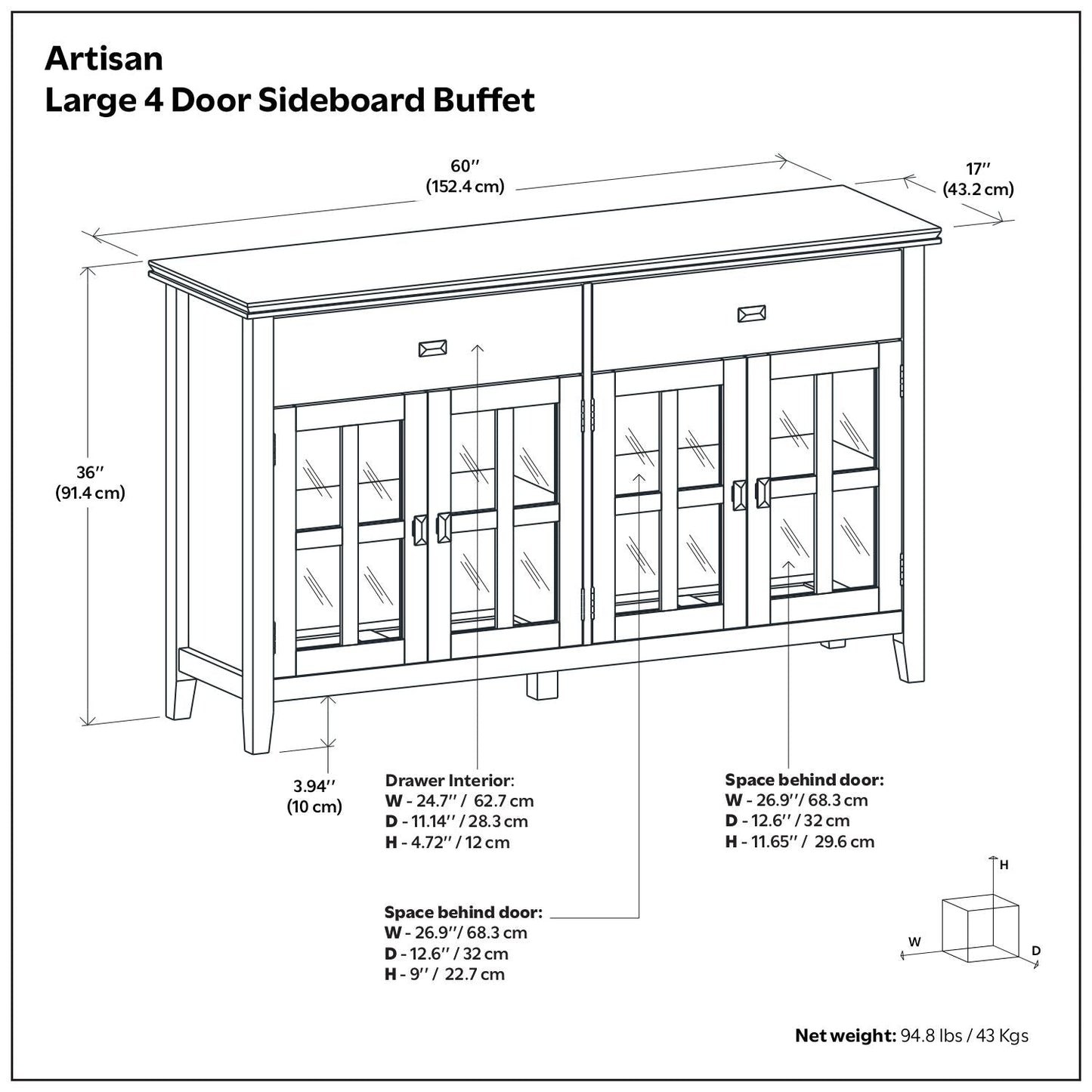 Artisan - 4 Door Sideboard Buffet