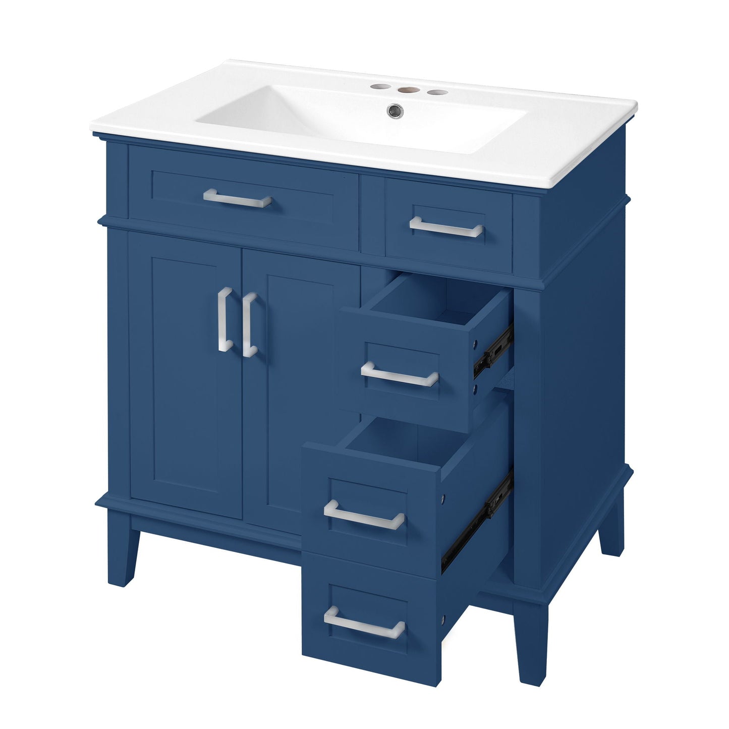 Modern Bathroom Vanity With Sink, Storage Cabinet, Soft Close Doors, Deep & Standard Drawers