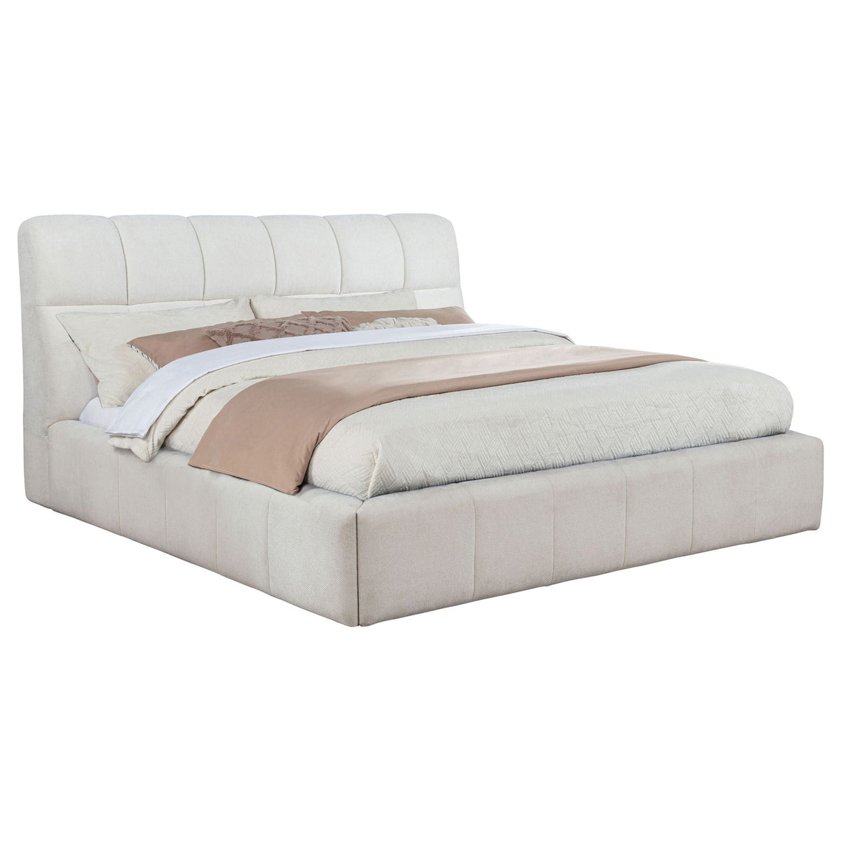 Nollet 48-inch Upholstered Eastern King Platform Bed Cream