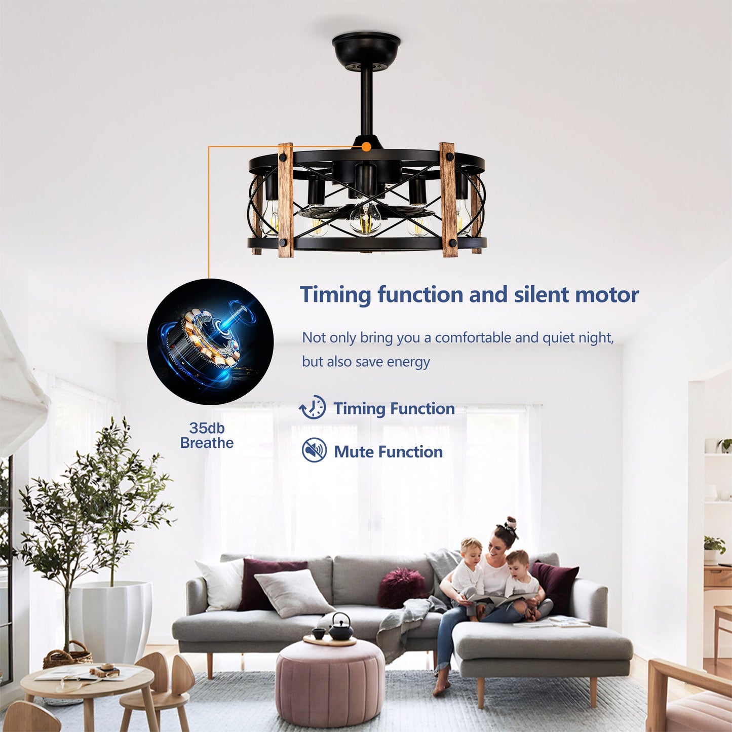 20'' Cage Ceiling Fan With Remote Control