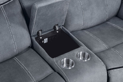 Zubaida Two Tone Recliner Loveseat with USB Port Console