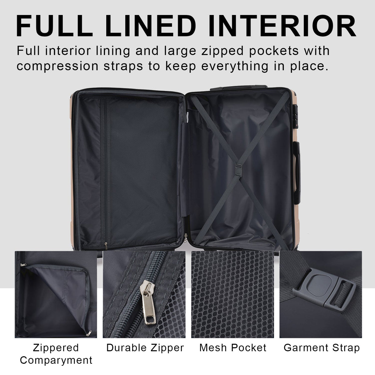 3 Piece Expandable Hard Shell Luggage Set with TSA Lock