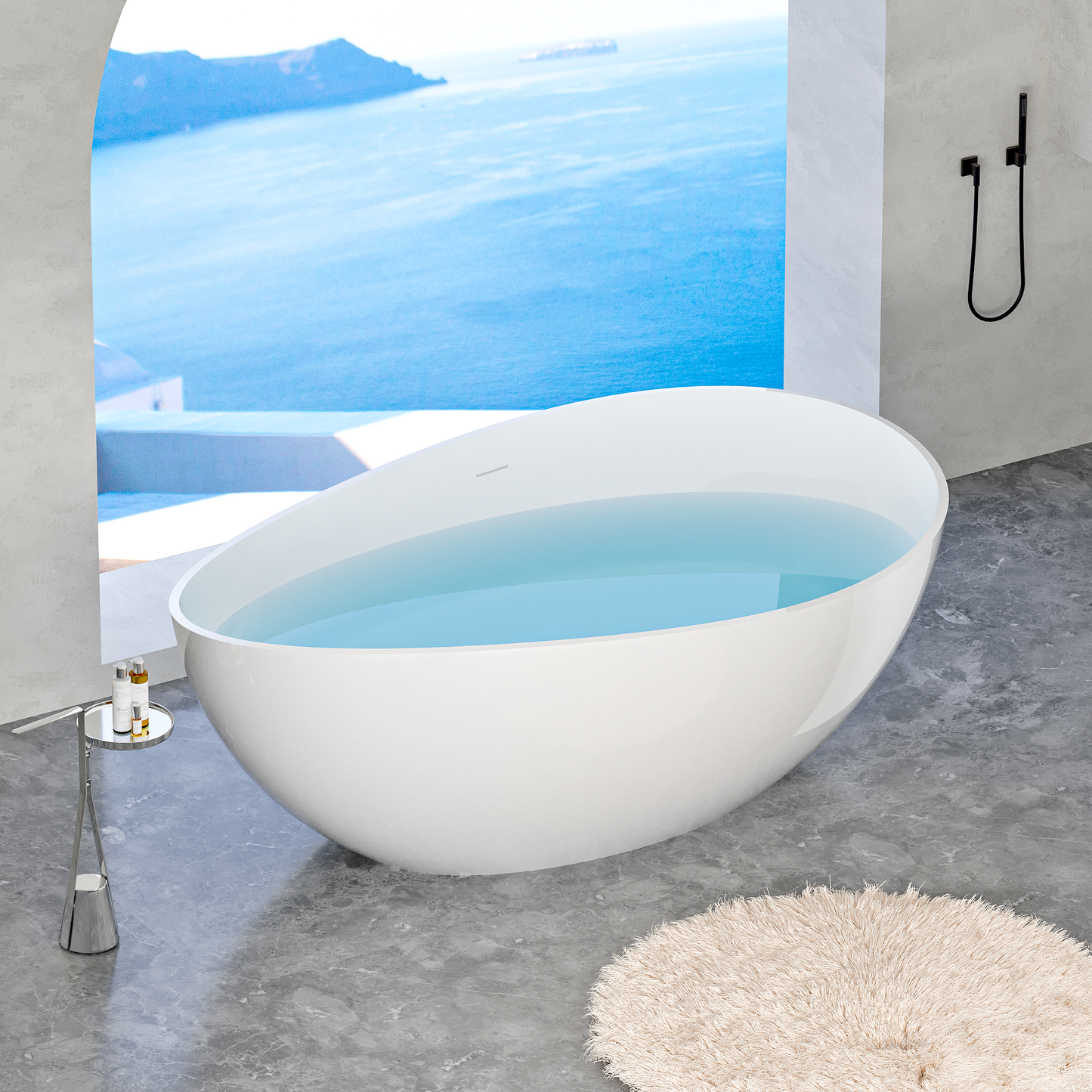 63" Freestanding Solid Surface Bathtub